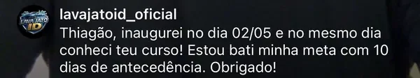 Comentário no Instagram de Lava Jato ID sobre bater a meta com antecedência